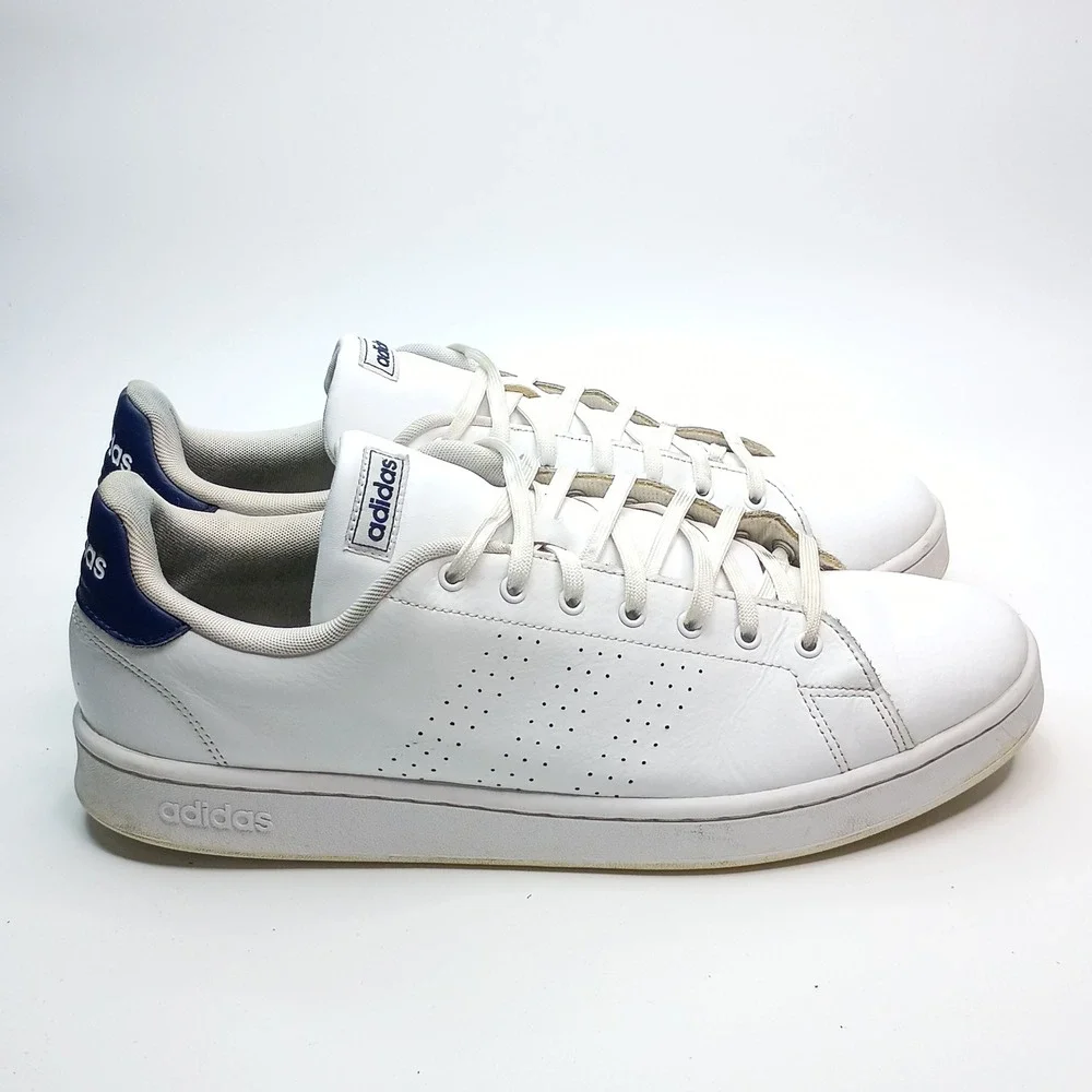Adidas Advantage Mens White Navy Blue Tennis Sneakers F36423 Size 14